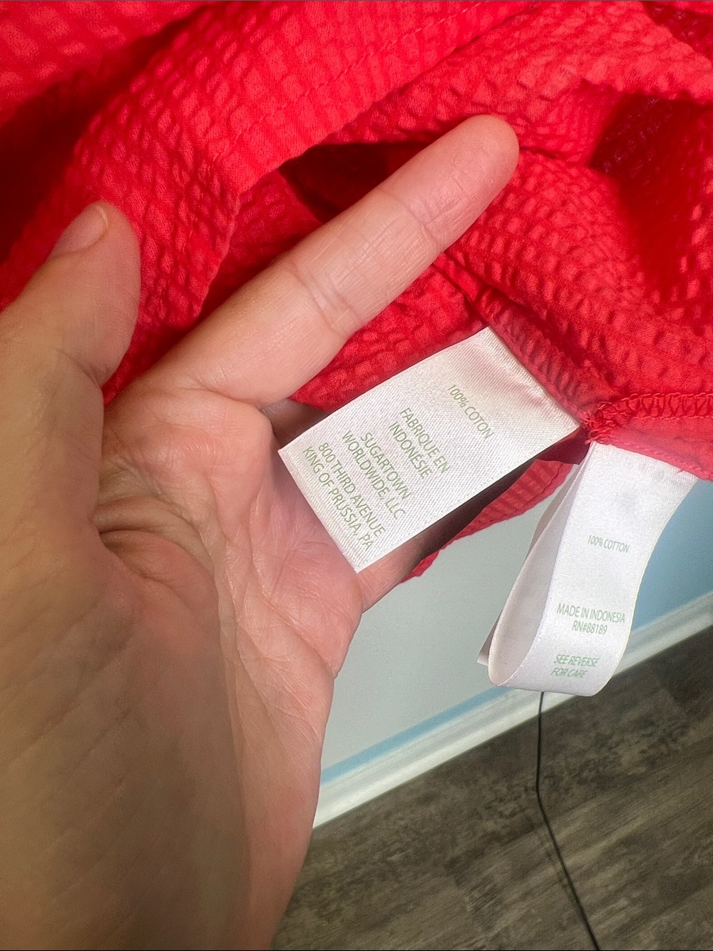 Lilly Pulitzer - Andrea Seersucker Red Loose Oversized Button Down Blouse Med - Picture 5 of 8